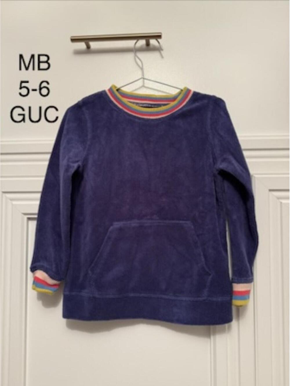 Mini Boden Kids' Sweatshirt with Rainbow Trim Size 5-6